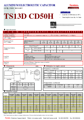 TS13DB-CD50H Datasheet PDF Suntan Capacitors