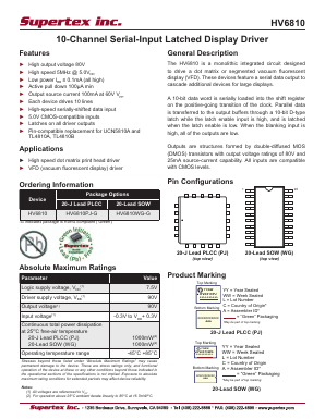 HV6810 Datasheet PDF Supertex Inc