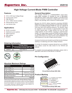 HV9110 Datasheet PDF Supertex Inc