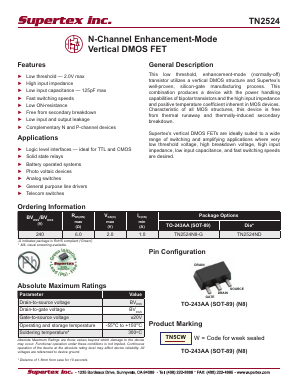 TN2524N8-G Datasheet PDF Supertex Inc