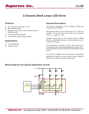 CL320 Datasheet PDF Supertex Inc