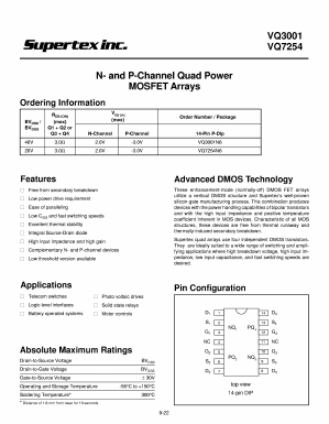 VQ3001N6 Datasheet PDF Supertex Inc