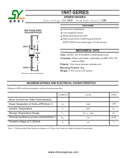 1N47 Datasheet PDF Changzhou Shunye Electronics Co.,Ltd.
