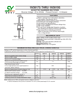 1N5818S Datasheet PDF Changzhou Shunye Electronics Co.,Ltd.
