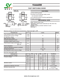 1N4448W Datasheet PDF Changzhou Shunye Electronics Co.,Ltd.
