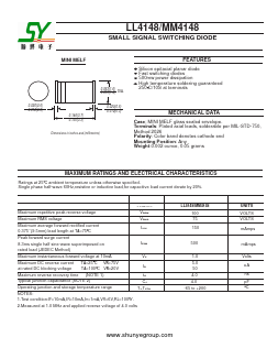 LL4148 Datasheet PDF Changzhou Shunye Electronics Co.,Ltd.