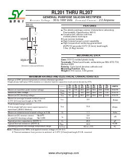 RL204 Datasheet PDF Changzhou Shunye Electronics Co.,Ltd.