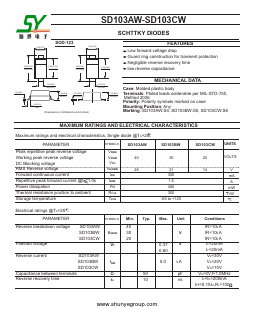 SD103AW Datasheet PDF Changzhou Shunye Electronics Co.,Ltd.