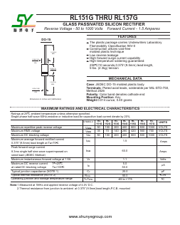 RL152G Datasheet PDF Changzhou Shunye Electronics Co.,Ltd.
