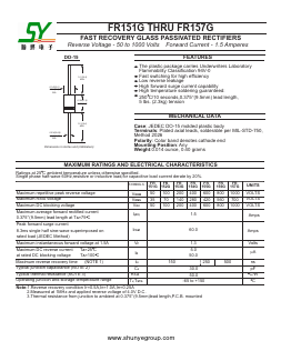FR151G Datasheet PDF Changzhou Shunye Electronics Co.,Ltd.