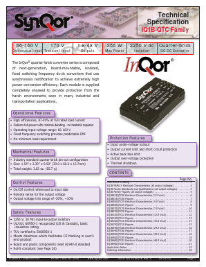 IQ1B150QTC10NRS-G Datasheet PDF SynQor Worldwide Headquarters