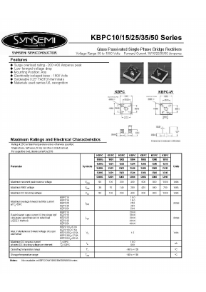 KBPC10005W Datasheet PDF SynSemi, Inc.