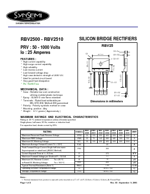 RBV2500 Datasheet PDF SynSemi, Inc.