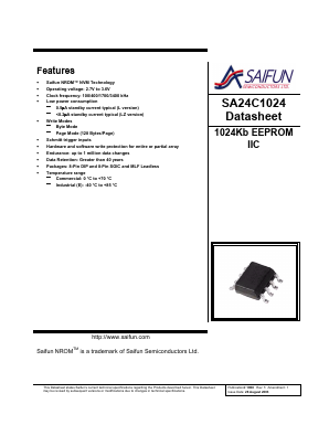 SA24C1024LZEMFX Datasheet PDF Saifun Semiconductors