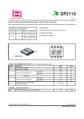 SP2110 Datasheet PDF Samhop Mircroelectronics