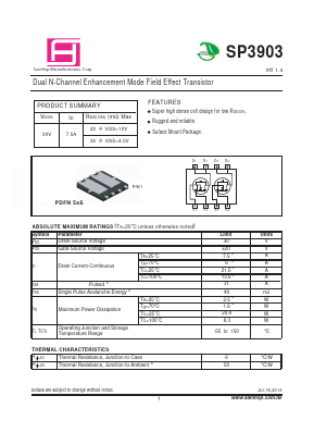 SP3903 Datasheet PDF Samhop Mircroelectronics