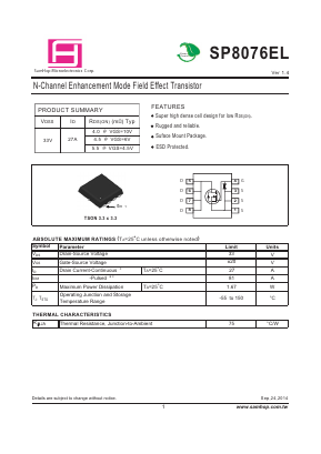 SP8076EL Datasheet PDF Samhop Mircroelectronics