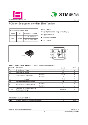 STM4615 Datasheet PDF Samhop Mircroelectronics