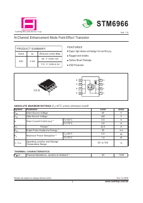 STM6966 Datasheet PDF Samhop Mircroelectronics