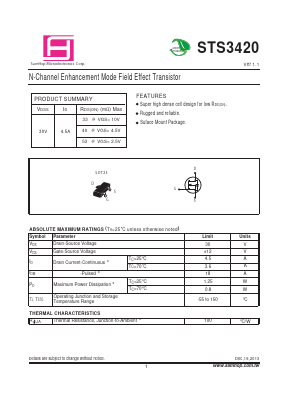 STS3420 Datasheet PDF Samhop Mircroelectronics