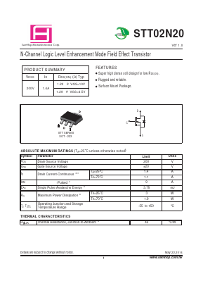 STT02N20 Datasheet PDF Samhop Mircroelectronics