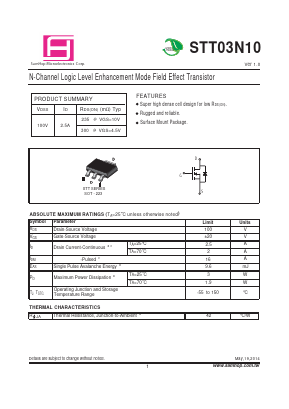 STT03N10 Datasheet PDF Samhop Mircroelectronics