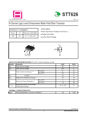 STT626 Datasheet PDF Samhop Mircroelectronics