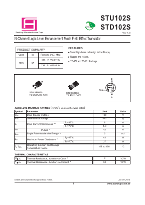 STD102S Datasheet PDF Samhop Mircroelectronics