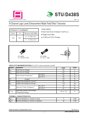 STU438S Datasheet PDF Samhop Mircroelectronics