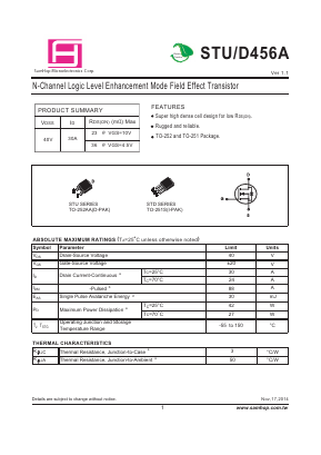 STU456A Datasheet PDF Samhop Mircroelectronics