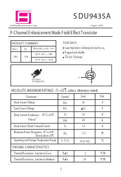 SDU9435A Datasheet PDF Samhop Mircroelectronics
