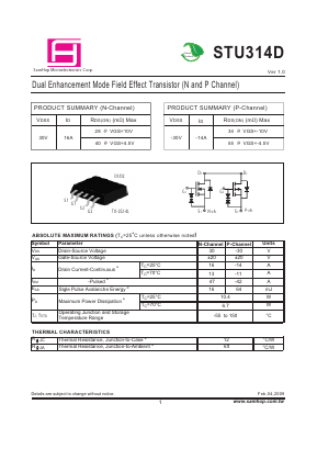 STU314D Datasheet PDF Samhop Mircroelectronics