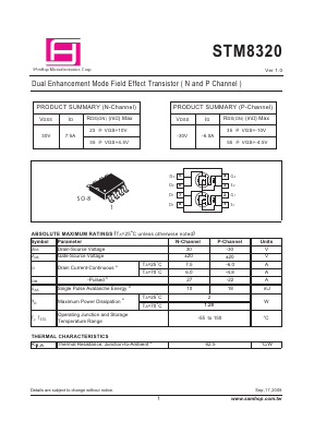 STM8320 Datasheet PDF Samhop Mircroelectronics