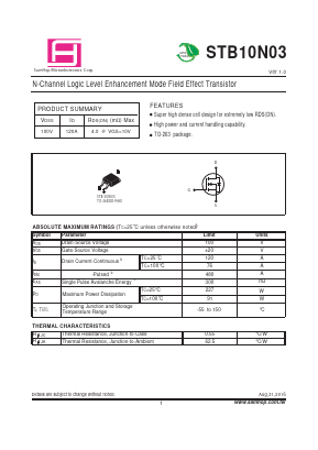 STB10N03 Datasheet PDF Samhop Mircroelectronics