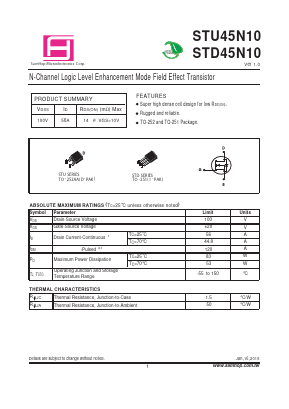 STD45N10 Datasheet PDF Samhop Mircroelectronics