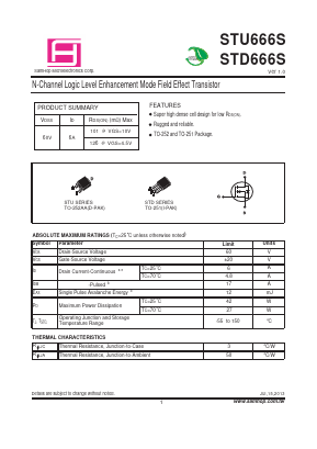 STU666S Datasheet PDF Samhop Mircroelectronics