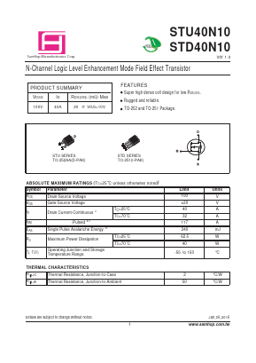 STD40N10 Datasheet PDF Samhop Mircroelectronics