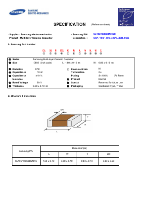 CL10B103KB8NNNC Datasheet PDF Samsung