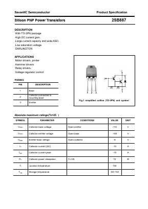 B887 Datasheet PDF SavantIC Semiconductor 