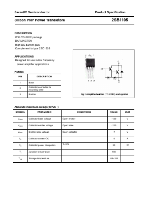 2SB1105 Datasheet PDF SavantIC Semiconductor 