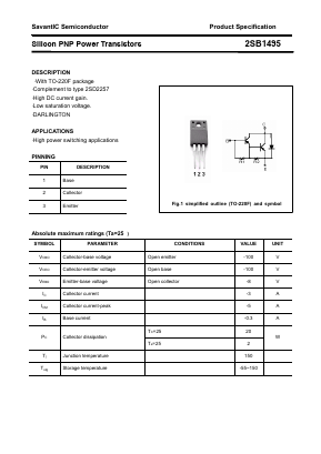 2SB1495 Datasheet PDF SavantIC Semiconductor 