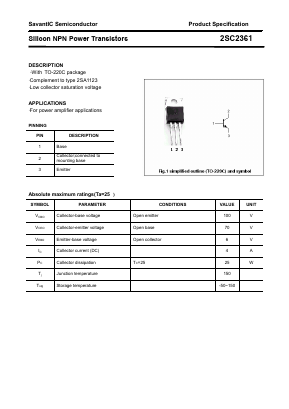 2SC2361 Datasheet PDF SavantIC Semiconductor 