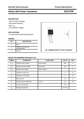 C2738 Datasheet PDF SavantIC Semiconductor 