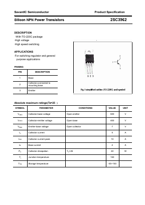 C3962 Datasheet PDF SavantIC Semiconductor 