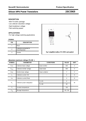 C3969 Datasheet PDF SavantIC Semiconductor 