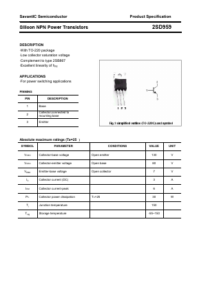 D959 Datasheet PDF SavantIC Semiconductor 
