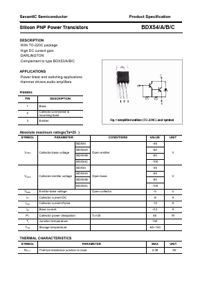 BDX54 Datasheet PDF SavantIC Semiconductor 