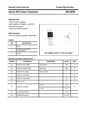 2SC3039 Datasheet PDF SavantIC Semiconductor 