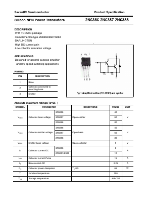 2N6387 Datasheet PDF SavantIC Semiconductor 