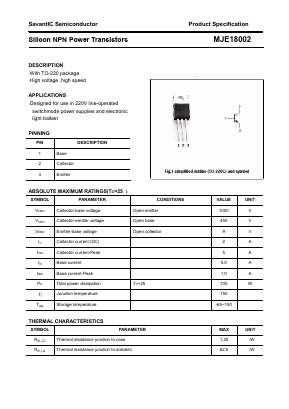 MJE18002 Datasheet PDF SavantIC Semiconductor 
